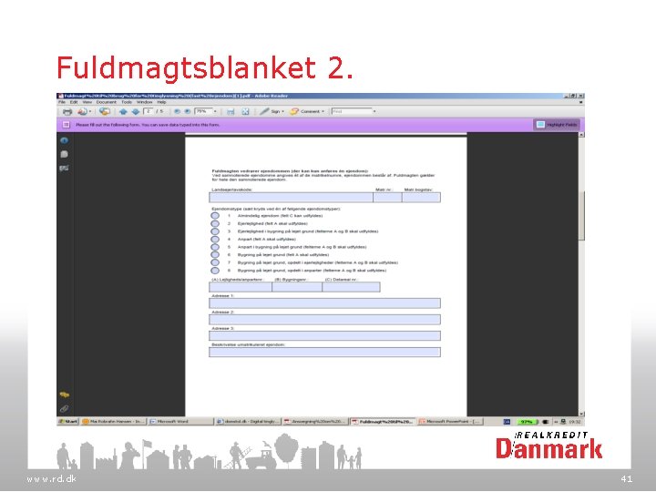 Fuldmagtsblanket 2. www. rd. dk 41 