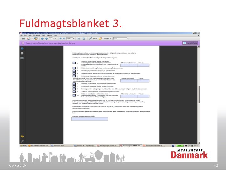 Fuldmagtsblanket 3. www. rd. dk 42 