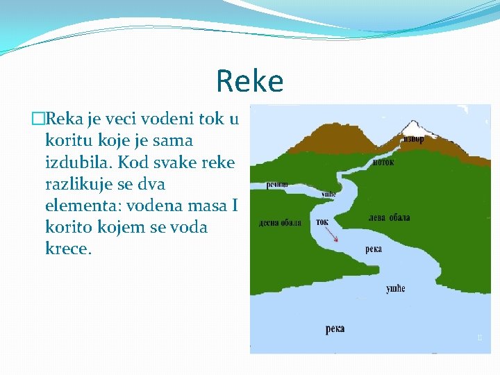 Reke �Reka je veci vodeni tok u koritu koje je sama izdubila. Kod svake
