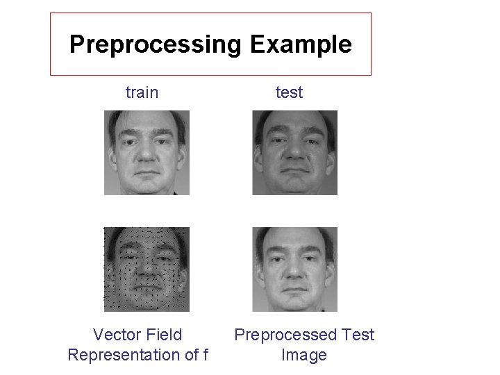 Preprocessing Example train Vector Field Representation of f test Preprocessed Test Image 