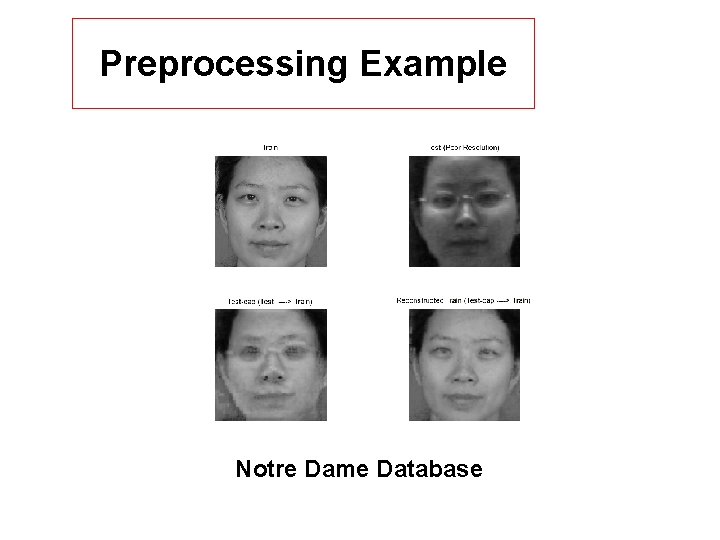 Preprocessing Example Notre Dame Database 