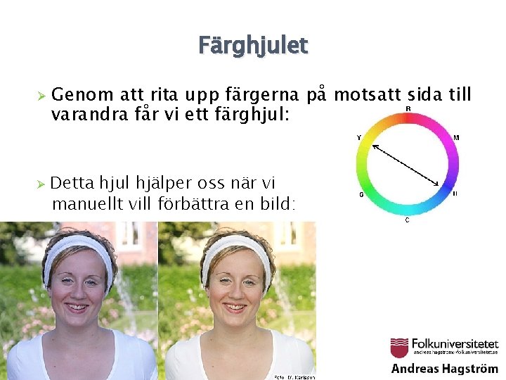 Färghjulet Ø Ø Genom att rita upp färgerna på motsatt sida till varandra får