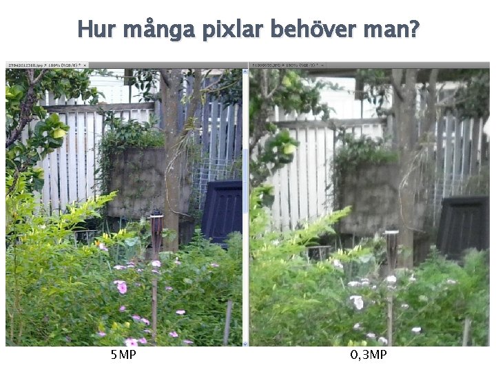 Hur många pixlar behöver man? 5 MP 0, 3 MP 