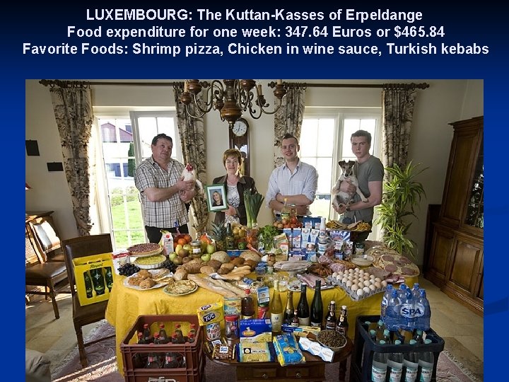 LUXEMBOURG: The Kuttan-Kasses of Erpeldange Food expenditure for one week: 347. 64 Euros or