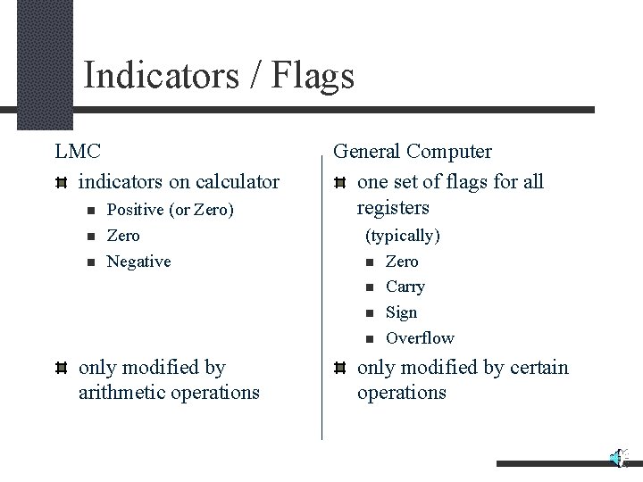 Indicators / Flags LMC indicators on calculator n n n Positive (or Zero) Zero