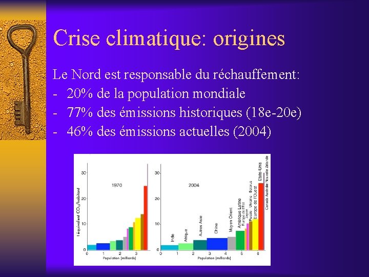 Crise climatique: origines Le Nord est responsable du réchauffement: - 20% de la population