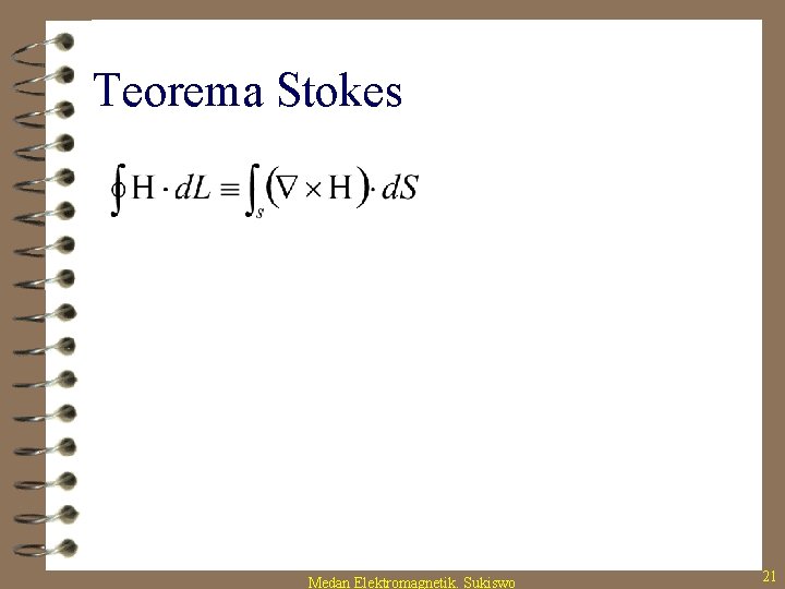 Teorema Stokes Medan Elektromagnetik. Sukiswo 21 