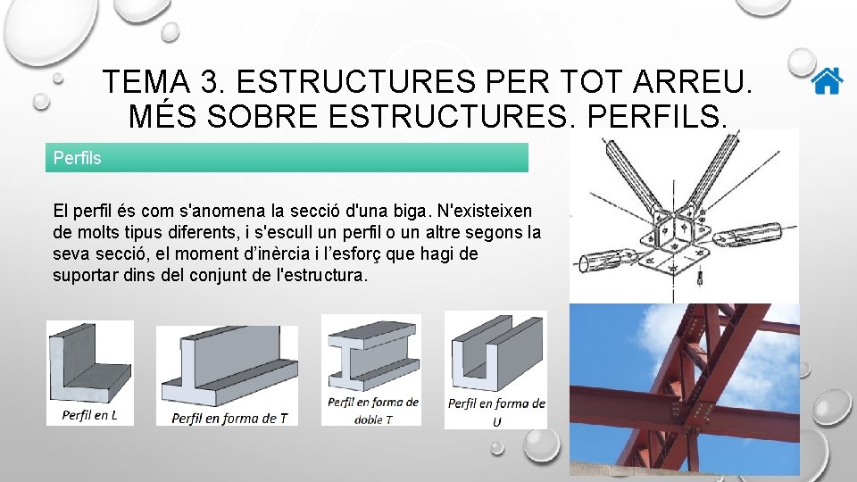 TEMA 3. ESTRUCTURES PER TOT ARREU. MÉS SOBRE ESTRUCTURES. PERFILS. Perfils El perfil és