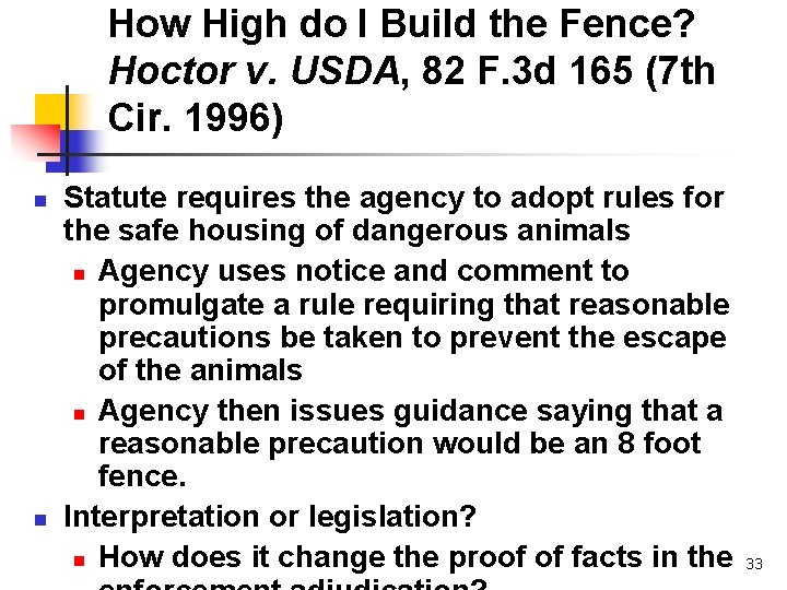 How High do I Build the Fence? Hoctor v. USDA, 82 F. 3 d