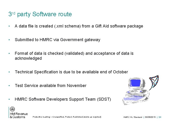 3 rd party Software route • A data file is created (. xml schema)