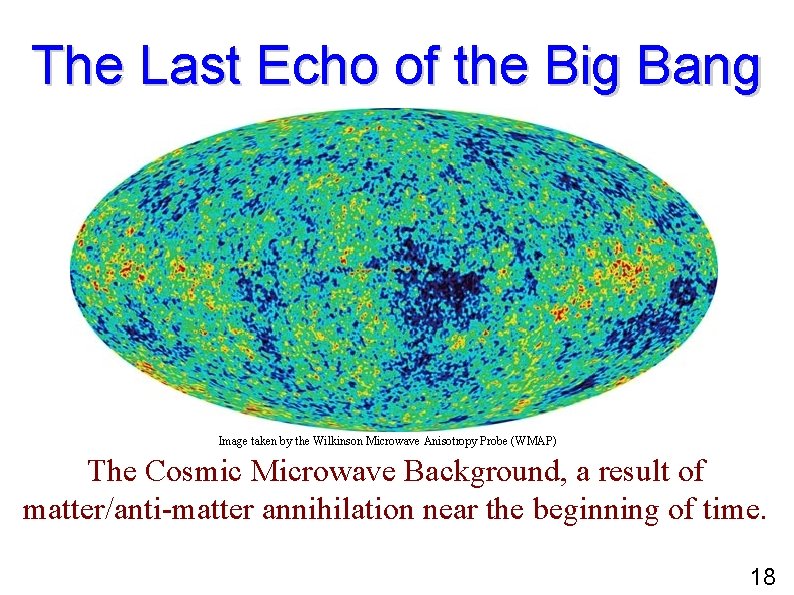 The Last Echo of the Big Bang Image taken by the Wilkinson Microwave Anisotropy