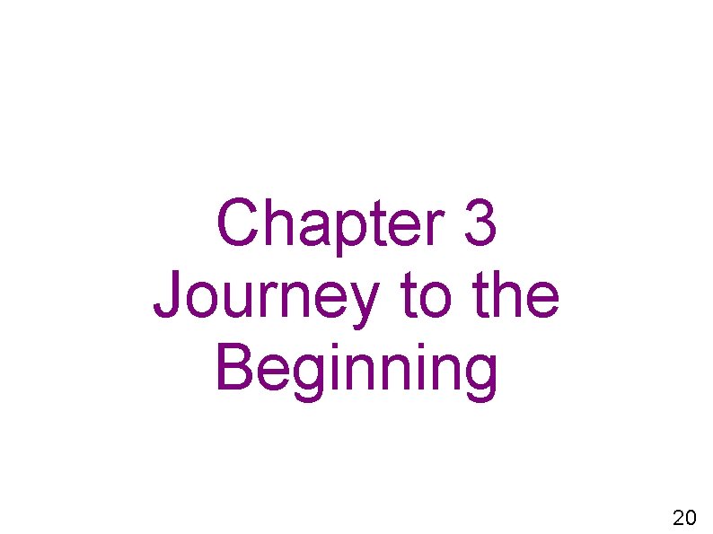 Chapter 3 Journey to the Beginning 20 