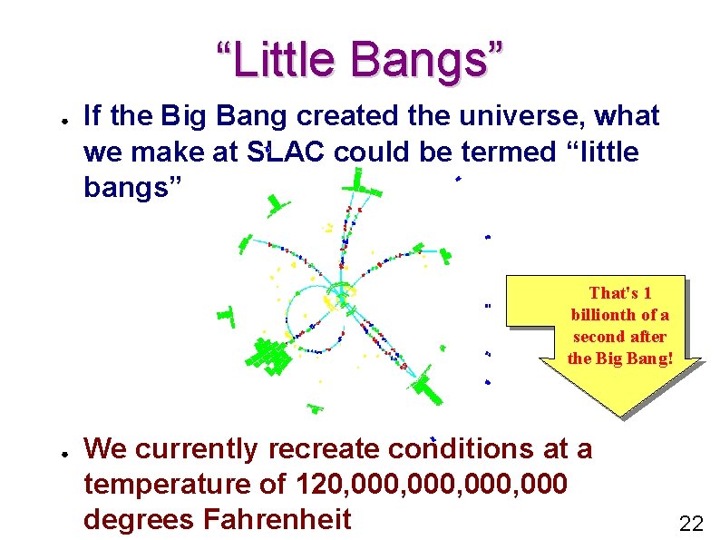 “Little Bangs” ● If the Big Bang created the universe, what we make at