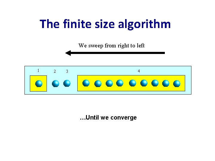 The finite size algorithm Wesweepfromleft right to left We to right 1 12 32