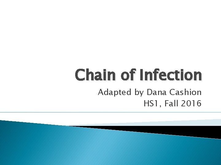 Chain of Infection Adapted by Dana Cashion HS 1, Fall 2016 