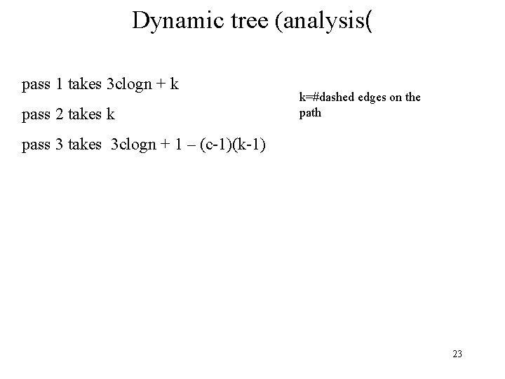 Dynamic tree (analysis( pass 1 takes 3 clogn + k pass 2 takes k