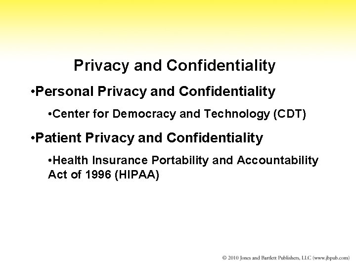 Privacy and Confidentiality • Personal Privacy and Confidentiality • Center for Democracy and Technology