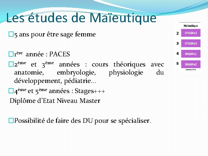 Les études de Maïeutique � 5 ans pour être sage femme � 1ère année