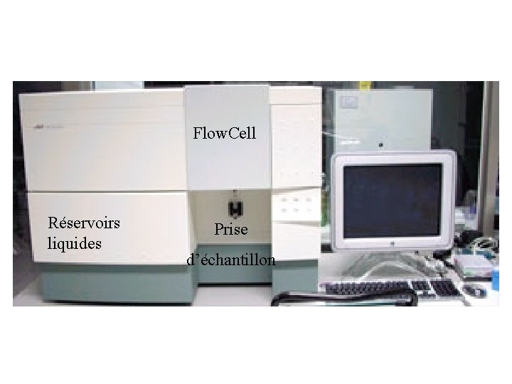 Flow. Cell Réservoirs liquides Prise d’échantillon 