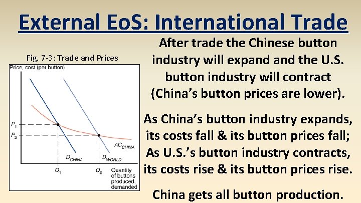 External Eo. S: International Trade Fig. 7 -3: Trade and Prices After trade the