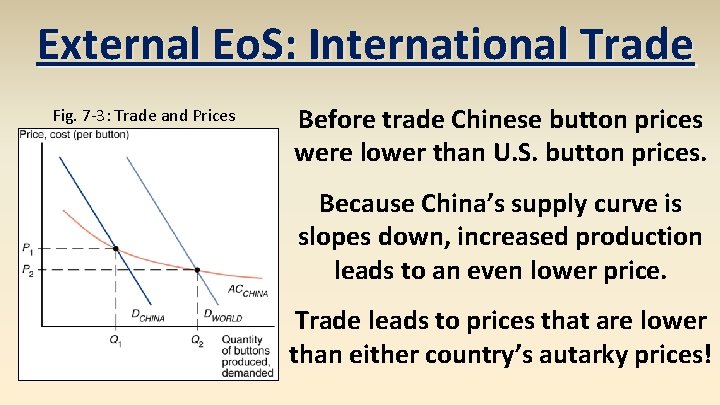 External Eo. S: International Trade Fig. 7 -3: Trade and Prices Before trade Chinese