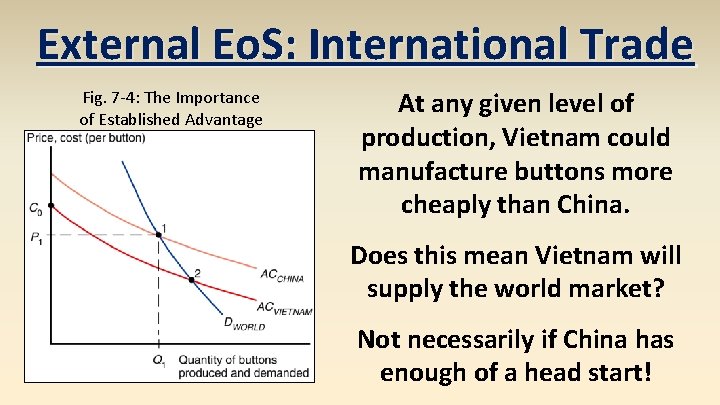 External Eo. S: International Trade Fig. 7 -4: The Importance of Established Advantage At