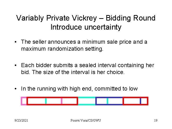 Variably Private Vickrey – Bidding Round Introduce uncertainty • The seller announces a minimum Variably Private Vickrey – Bidding Round Introduce uncertainty • The seller announces a minimum