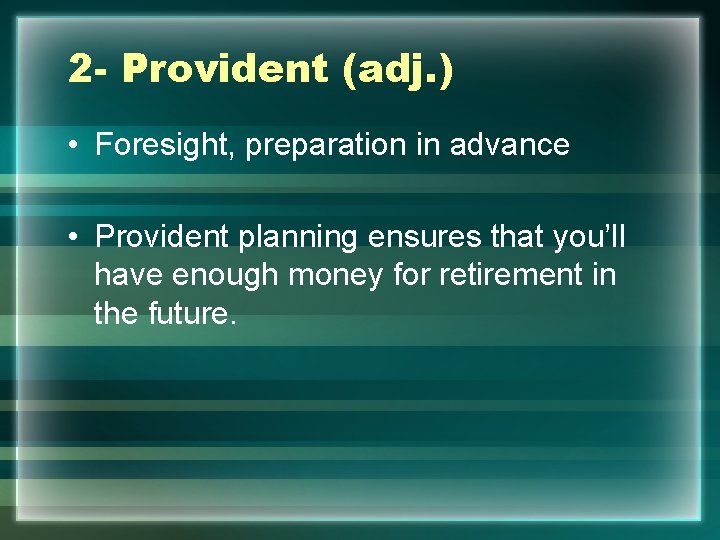 Providable Vocabulary lesson 7 Words formed from the Root