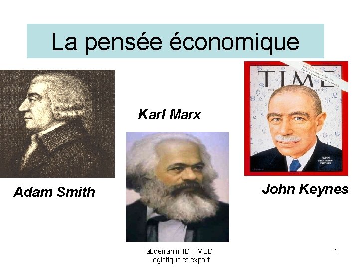 La pensée économique Karl Marx John Keynes Adam Smith abderrahim ID-HMED Logistique et export