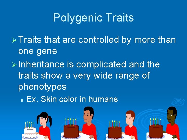 Polygenic Traits Ø Traits that are controlled by more than one gene Ø Inheritance