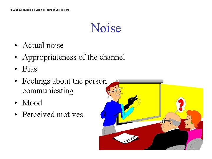 © 2001 Wadsworth, a division of Thomson Learning, Inc Noise • • Actual noise