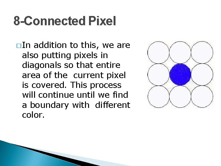 8 -Connected Pixel � In addition to this, we are also putting pixels in
