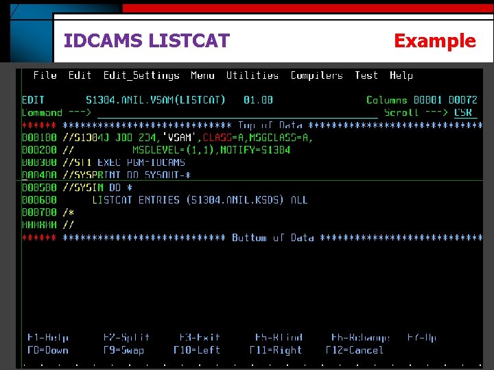 IDCAMS LISTCAT Example 