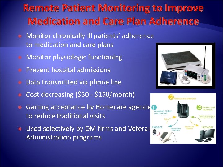 Remote Patient Monitoring to Improve Medication and Care Plan Adherence Monitor chronically ill patients’