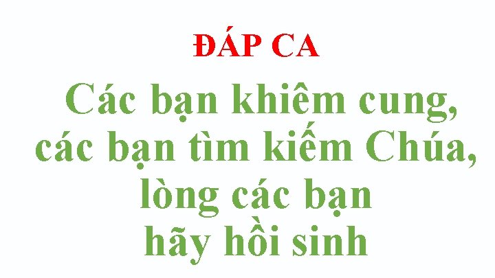 ĐÁP CA Các bạn khiêm cung, các bạn tìm kiếm Chúa, lòng các bạn