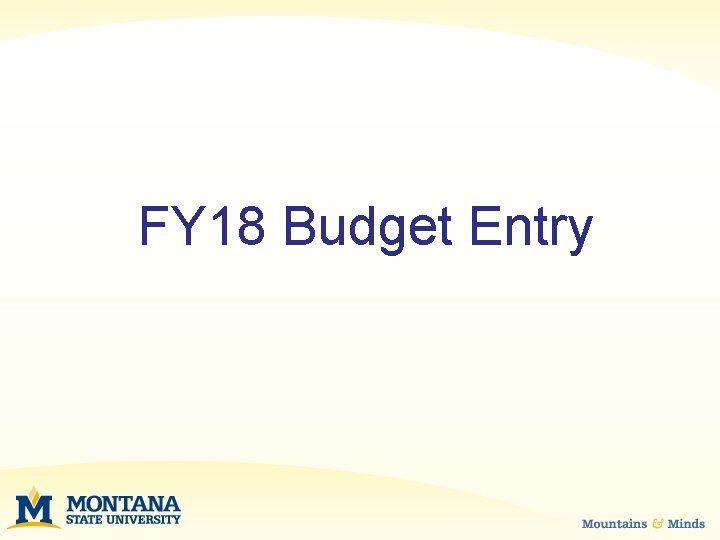 FY 18 Budget Entry 