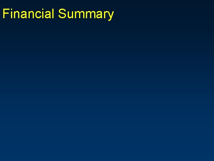 Financial Summary 