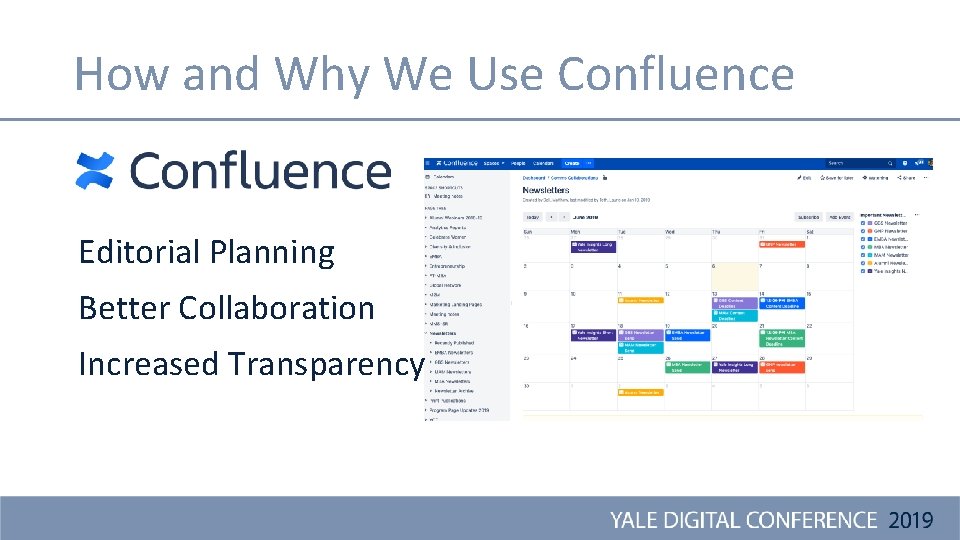 How and Why We Use Confluence Editorial Planning Better Collaboration Increased Transparency 