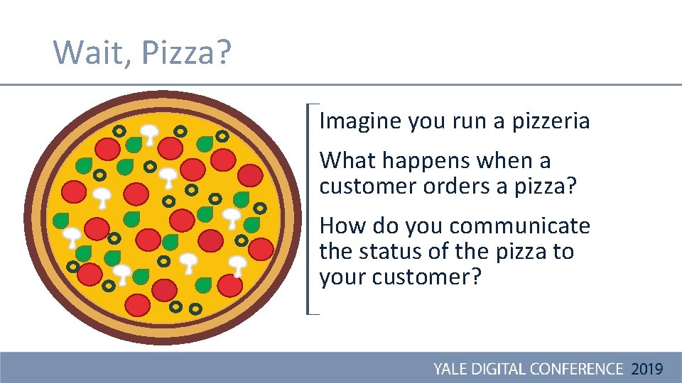 Wait, Pizza? Imagine you run a pizzeria What happens when a customer orders a