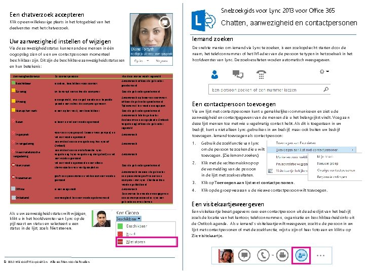 Snelzoekgids voor Lync 2013 voor Office 365 Een chatverzoek accepteren Klik op een willekeurige