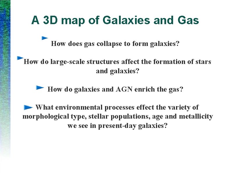 A 3 D map of Galaxies and Gas How does gas collapse to form