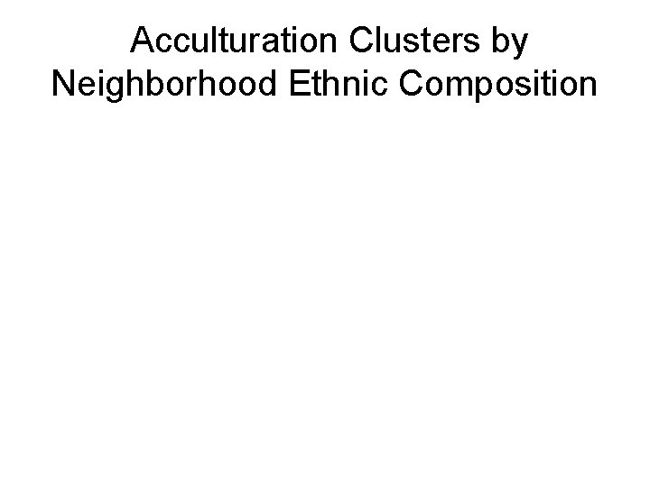 Acculturation Clusters by Neighborhood Ethnic Composition 