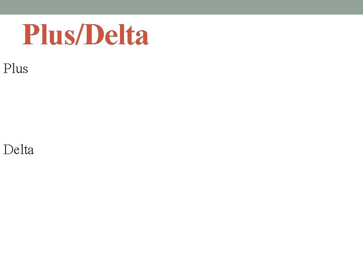 Plus/Delta Plus Delta 
