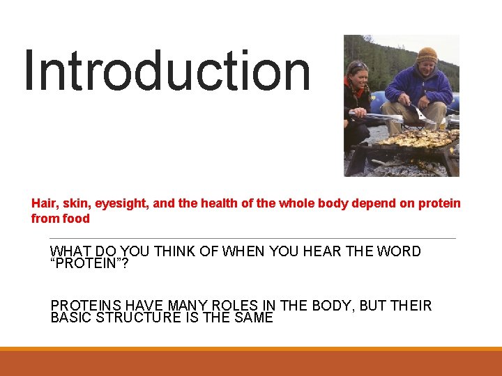 Introduction Hair, skin, eyesight, and the health of the whole body depend on protein