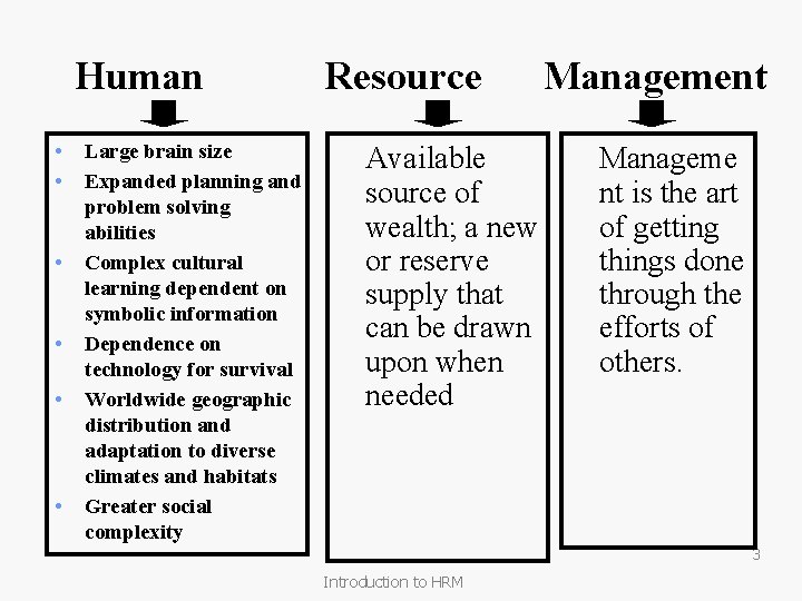 Human • • • Large brain size Expanded planning and problem solving abilities Complex