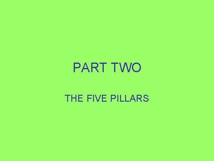 PART TWO THE FIVE PILLARS 