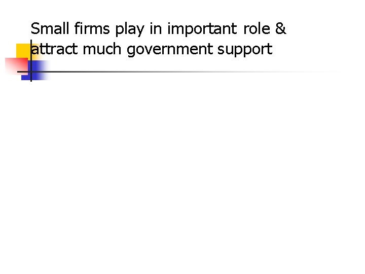 Small firms play in important role & attract much government support 
