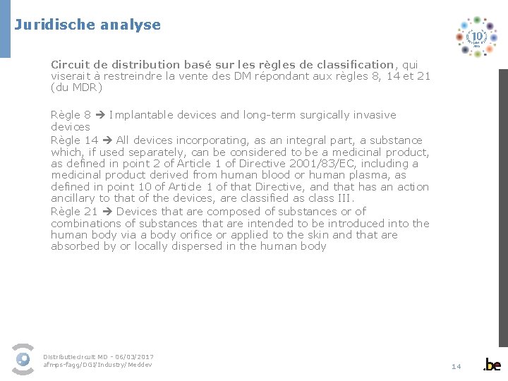 Juridische analyse Circuit de distribution basé sur les règles de classification, qui viserait à