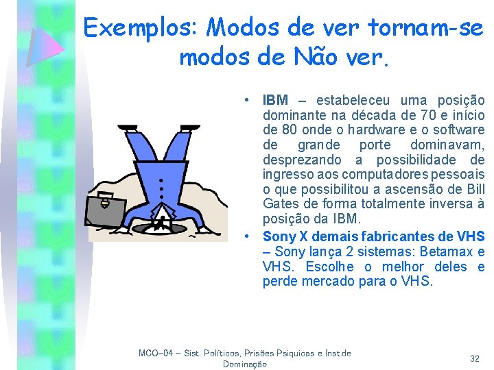 Exemplos: Modos de ver tornam-se modos de Não ver. • IBM – estabeleceu uma