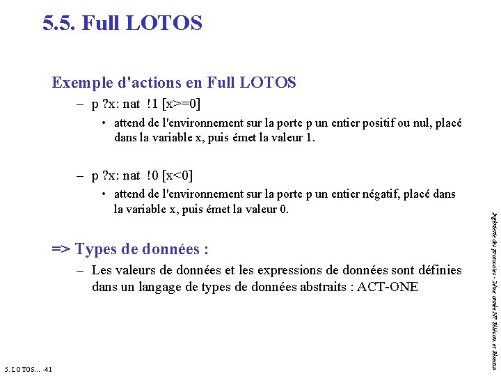 5. 5. Full LOTOS Exemple d'actions en Full LOTOS – p ? x: nat